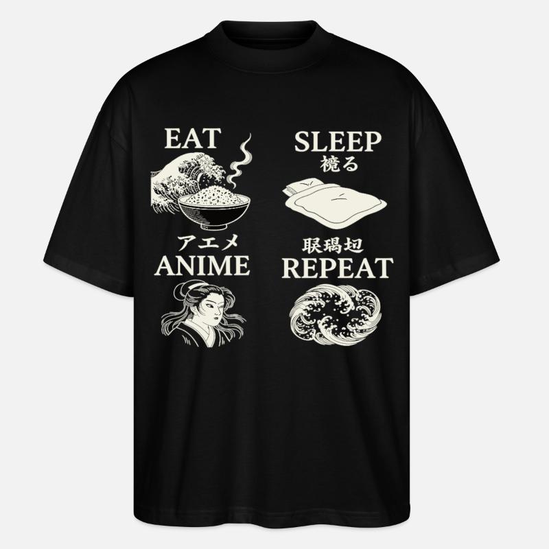 MANGER DORMIR ANIME RÉPÉTER - T-shirt bio Blaster 2.0 coupe oversize Stanley/Stella Unisexe - noir