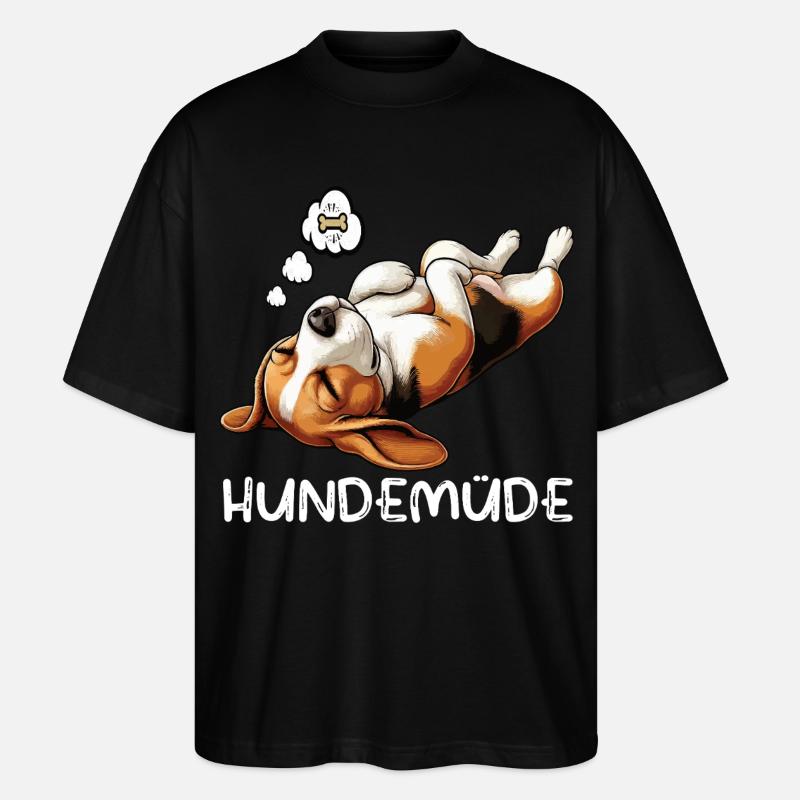 Hundemüde Beagle Beaglebesitzer Beaglehalter - Stanley/Stella Oversized Unisex Bio T-Shirt Blaster 2.0 - Schwarz