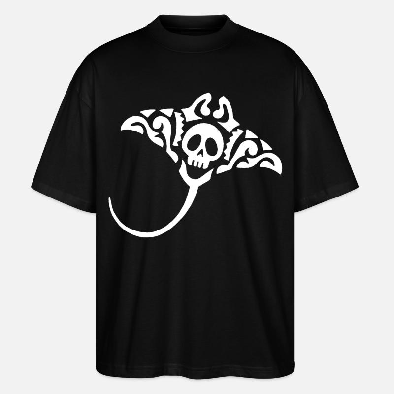 Mantarochen und Schädel (weiß) - Stanley/Stella Oversized Unisex Bio T-Shirt Blaster 2.0 - Schwarz