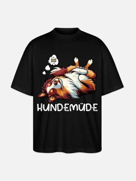 Hundemüde Australian Shepherd Aussie Aussiehalter - Stanley/Stella Oversized Unisex Bio T-Shirt Blaster 2.0 - Schwarz