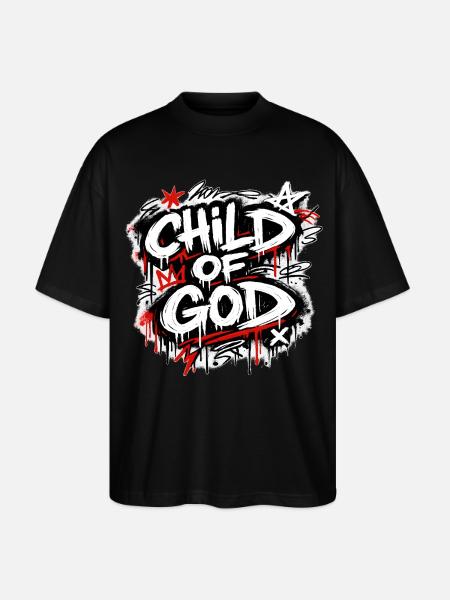 Child of God Graffiti Lettering - Stanley/Stella Oversized Unisex Organic T-shirt Blaster 2.0 - black