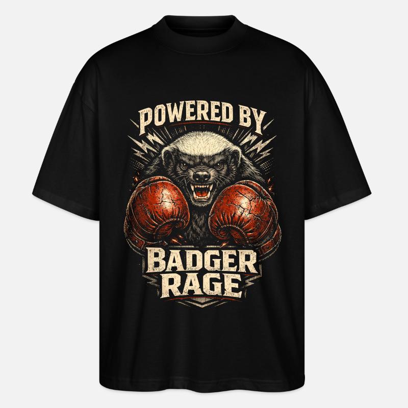 Honigdachs Honey Badger Tier - Stanley/Stella Oversized Unisex Bio T-Shirt Blaster 2.0 - Schwarz