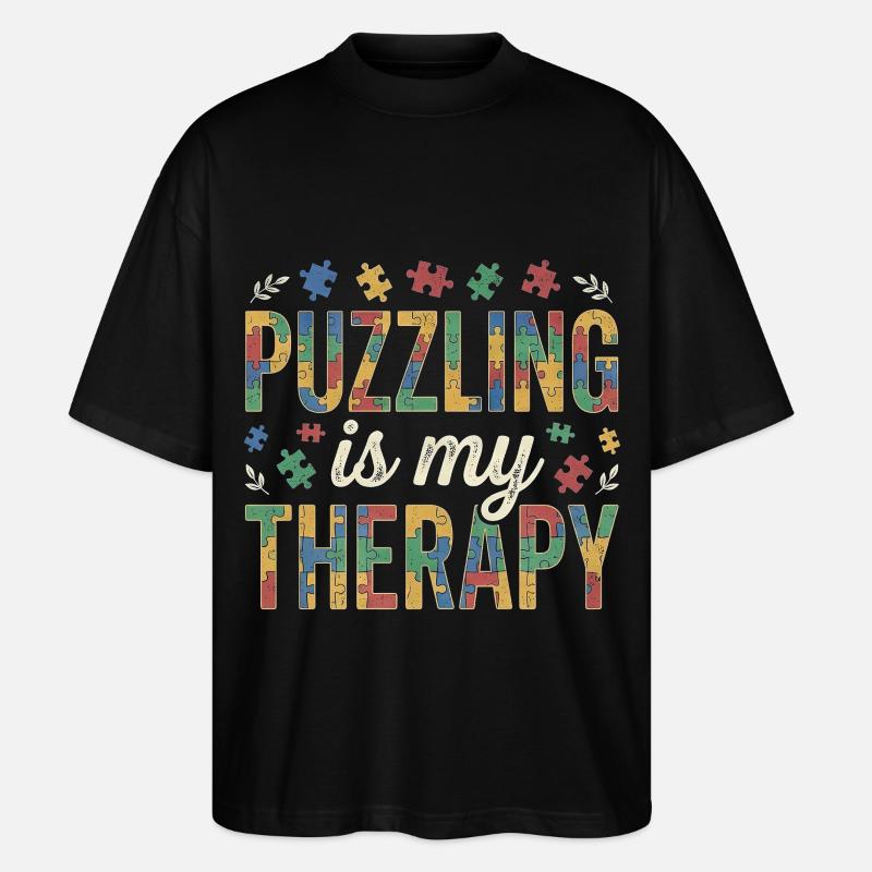Puzzling is my Therapy - Retro Puzzle - Stanley/Stella Oversized Unisex Bio T-Shirt Blaster 2.0 - Schwarz