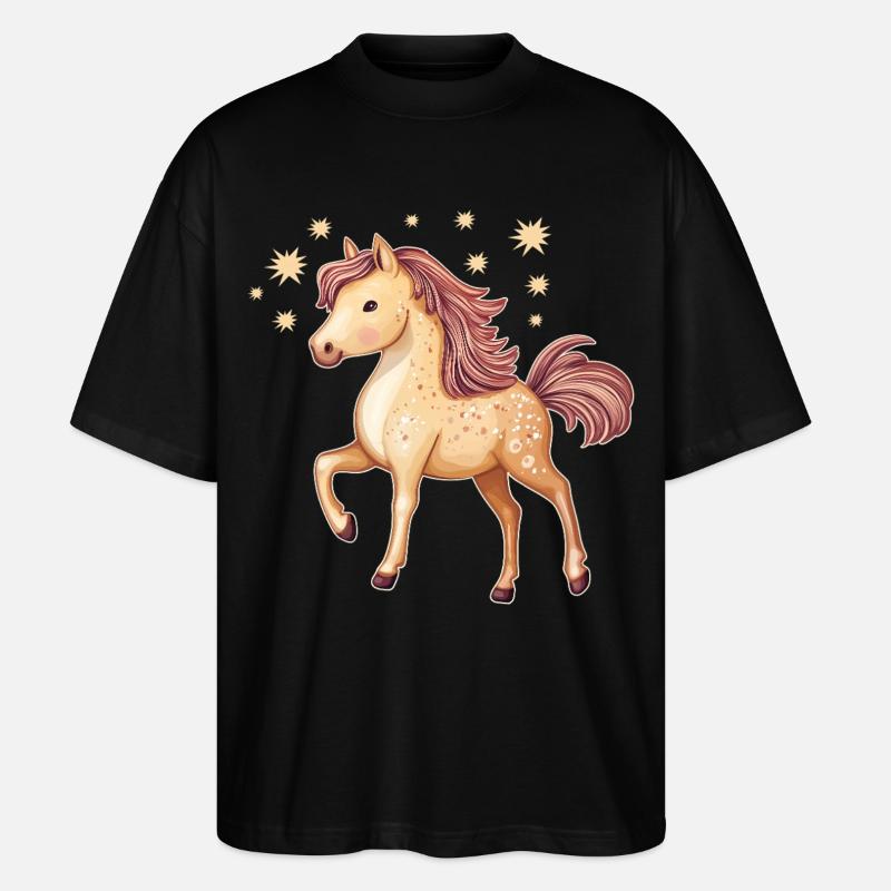 Cheval mignon avec des étoiles - T-shirt bio Blaster 2.0 coupe oversize Stanley/Stella Unisexe - noir