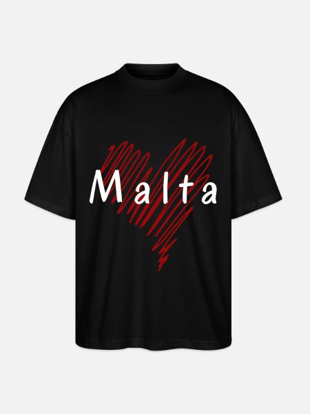 I love Malta, heart Malta - Stanley/Stella Oversized Unisex Organic T-shirt Blaster 2.0 - black