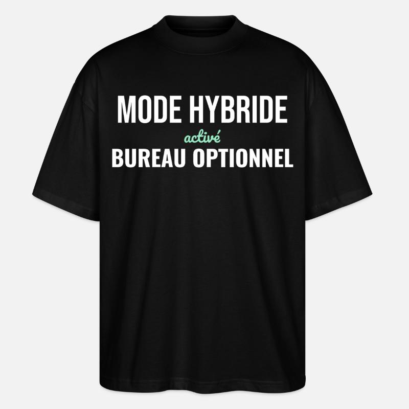 Mode Hybride — Télétravail Assumé - T-shirt bio Blaster 2.0 coupe oversize Stanley/Stella Unisexe - noir