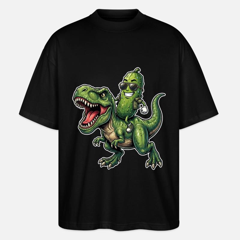 Saure Gurke reitet auf Dinosaurier - Stanley/Stella Oversized Unisex Bio T-Shirt Blaster 2.0 - Schwarz