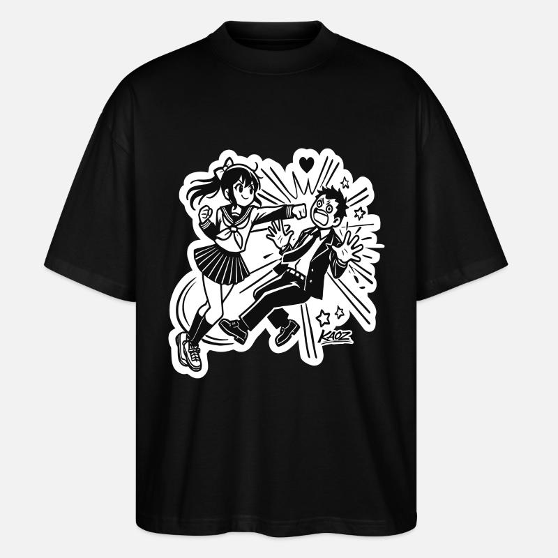 Manga-Anime-Mädchen-Heldin-Szene - Stanley/Stella Oversized Unisex Bio T-Shirt Blaster 2.0 - Schwarz