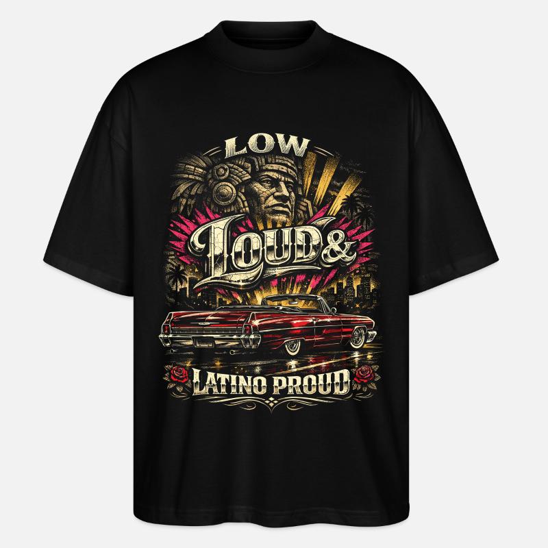 Lowrider Auto Low Bruyant Latino Proud - T-shirt bio Blaster 2.0 coupe oversize Stanley/Stella Unisexe - noir