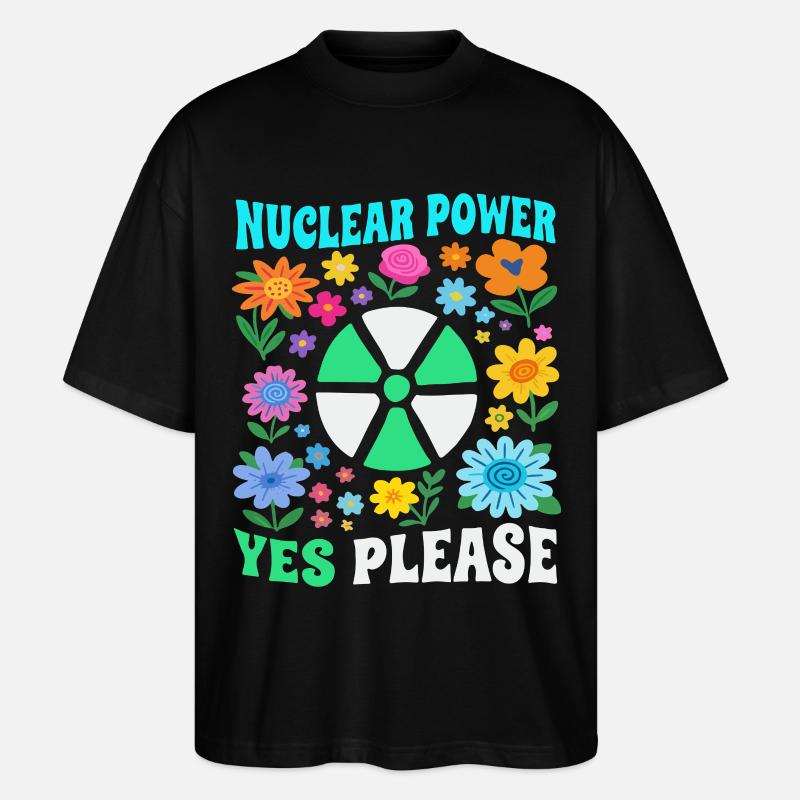 Atomkraft ja bitte mit Blumen - Stanley/Stella Oversized Unisex Bio T-Shirt Blaster 2.0 - Schwarz