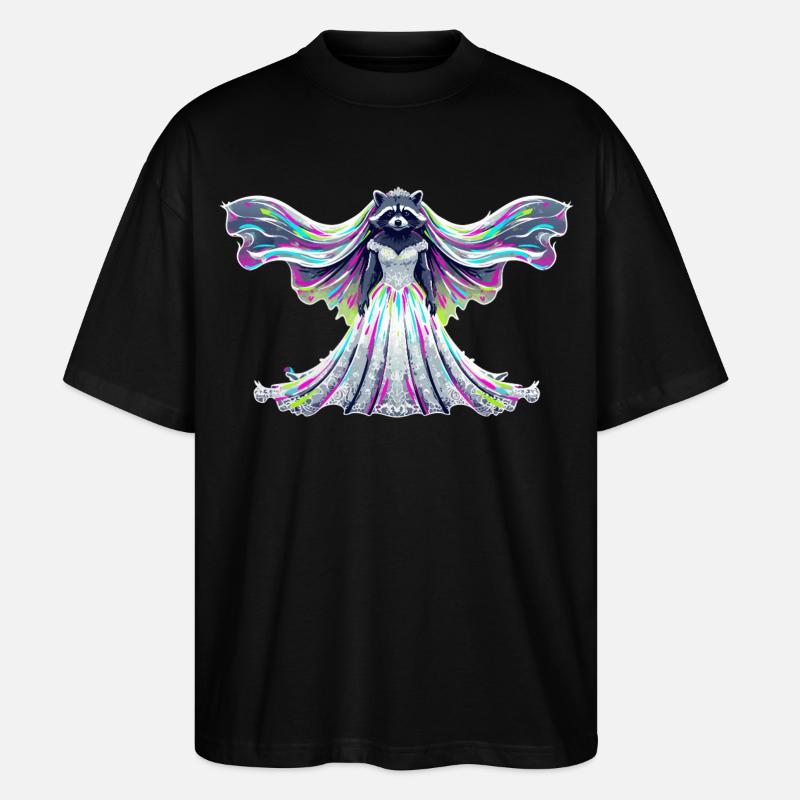 Waschbär Braut Hochzeit JGA - Stanley/Stella Oversized Unisex Bio T-Shirt Blaster 2.0 - Schwarz