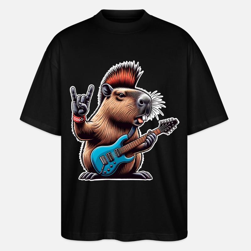 Guitariste électrique Rock N Roll - T-shirt bio Blaster 2.0 coupe oversize Stanley/Stella Unisexe - noir