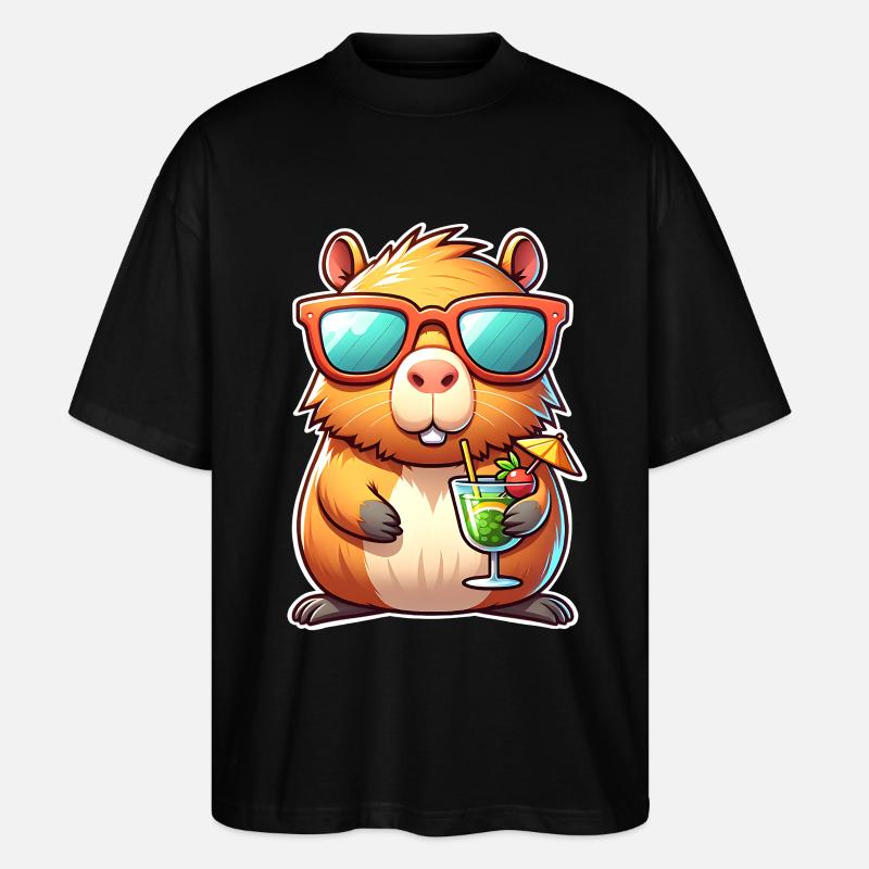 Capybara  - Stanley/Stella Oversized Unisex Bio T-Shirt Blaster 2.0 - Schwarz