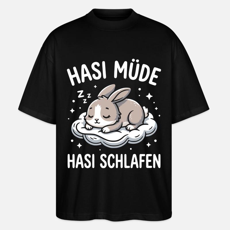 Lapin fatigué lapin endormi - T-shirt bio Blaster 2.0 coupe oversize Stanley/Stella Unisexe - noir