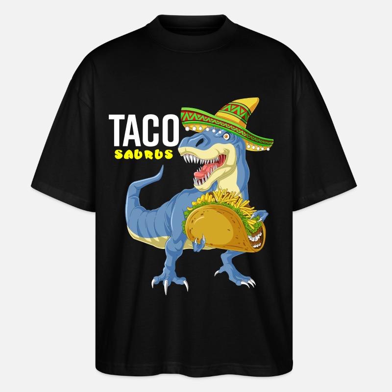 Tacosaurus Cinco De Mayo Hemd - Stanley/Stella Oversized Unisex Bio T-Shirt Blaster 2.0 - Schwarz