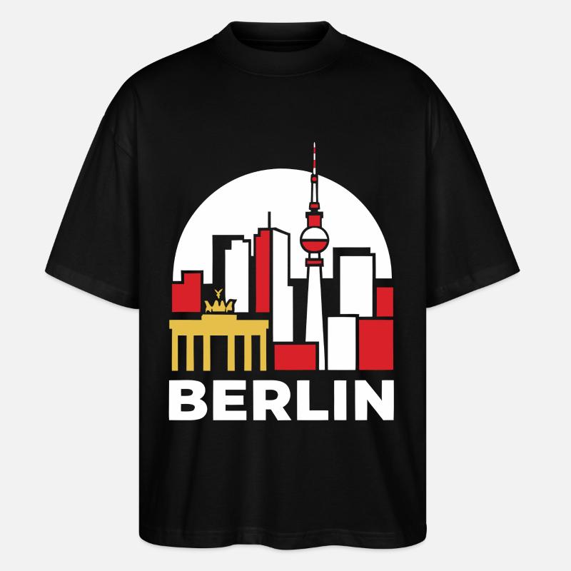 Tour de télévision Berlin Skyline - T-shirt bio Blaster 2.0 coupe oversize Stanley/Stella Unisexe - noir
