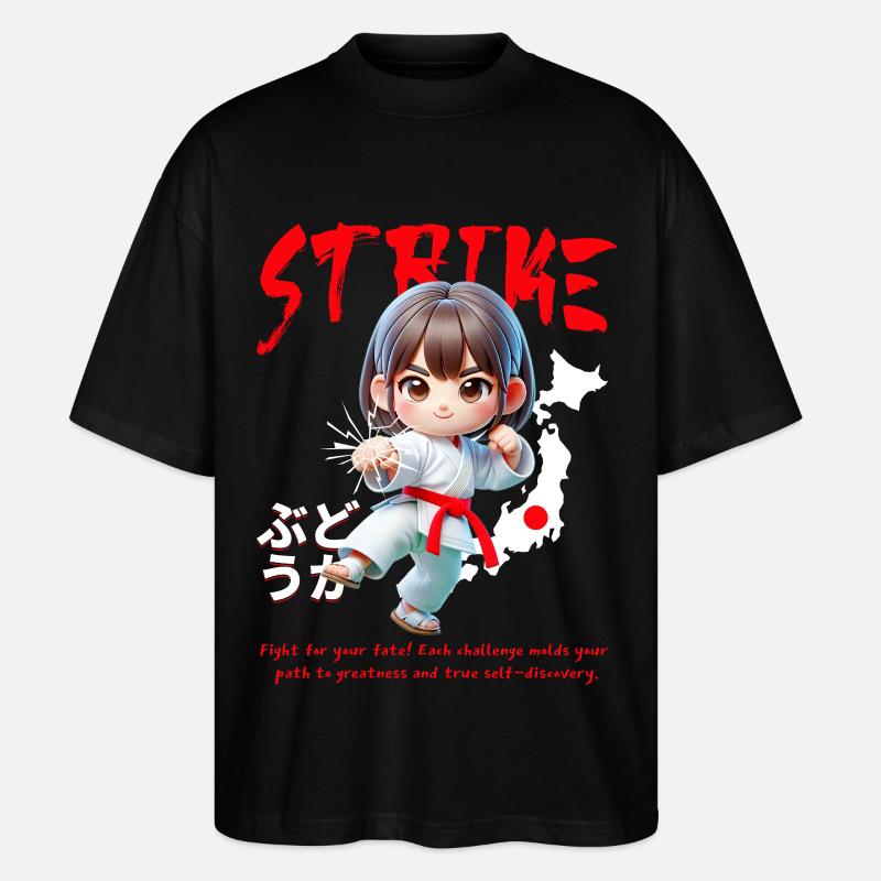 Chibi Karateheld Strike - Stanley/Stella Oversized Unisex Bio T-Shirt Blaster 2.0 - Schwarz