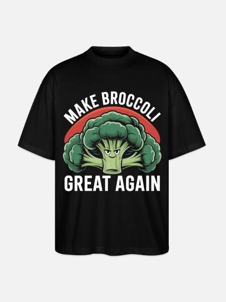 Vegan Vegetable T-Shirt Broccoli - Stanley/Stella Oversized Unisex Organic T-shirt Blaster 2.0 - black