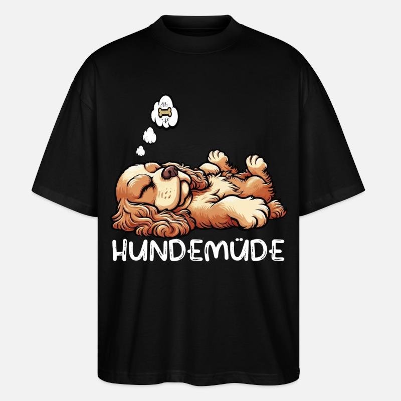 Hundemüde Cocker Spaniel Cockerhund Cockerbesitzer - Stanley/Stella Oversized Unisex Bio T-Shirt Blaster 2.0 - Schwarz