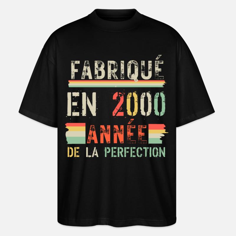Fabriqué en 2000 – Année de perfection - T-shirt bio Blaster 2.0 coupe oversize Stanley/Stella Unisexe - noir