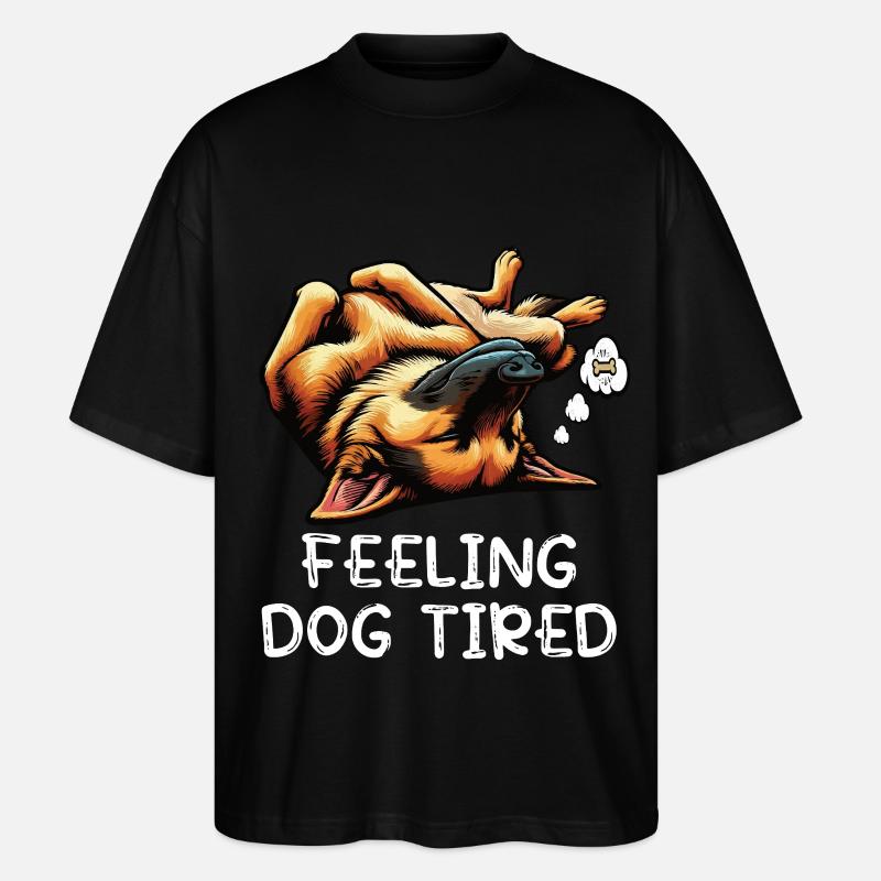 Feeling Dog Tired Deutscher Schäferhund  - Stanley/Stella Oversized Unisex Bio T-Shirt Blaster 2.0 - Schwarz