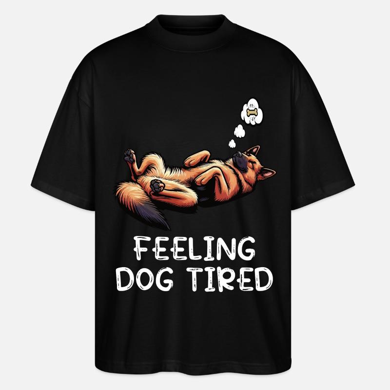 Feeling Dog Tired Deutscher Schäferhund  - Stanley/Stella Oversized Unisex Bio T-Shirt Blaster 2.0 - Schwarz