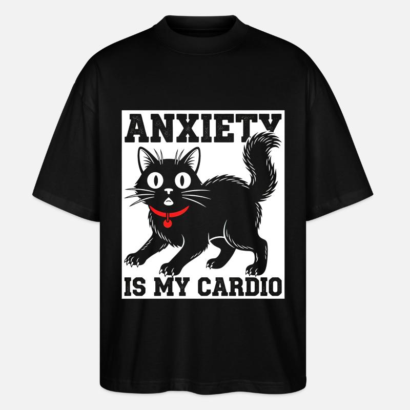 L’anxiété, c’est mon chat cardio - T-shirt bio Blaster 2.0 coupe oversize Stanley/Stella Unisexe - noir