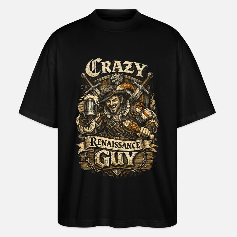 Mittelalterfest Crazy Renaissance Guy - Stanley/Stella Oversized Unisex Bio T-Shirt Blaster 2.0 - Schwarz