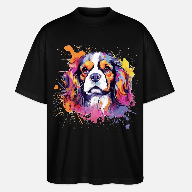 Cavalier King Charles Spaniel Splash Art - T-shirt bio Blaster 2.0 coupe oversize Stanley/Stella Unisexe - noir