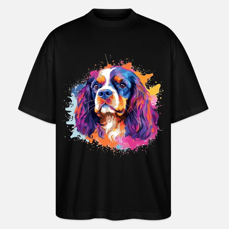 Vibrant Spaniel Splash Portrait - Stanley/Stella Oversized Unisex Organic T-shirt Blaster 2.0 - black