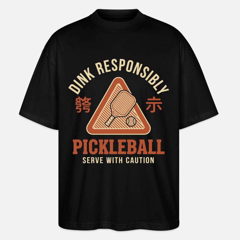 Pickleball-Spaßspieler Dink Responsible Caution - Stanley/Stella Oversized Unisex Bio T-Shirt Blaster 2.0 - Schwarz