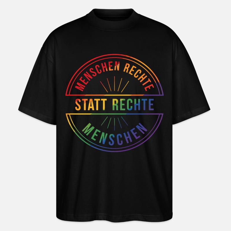 Menschenrechte Statement Pride Regenbogen - Stanley/Stella Oversized Unisex Bio T-Shirt Blaster 2.0 - Schwarz