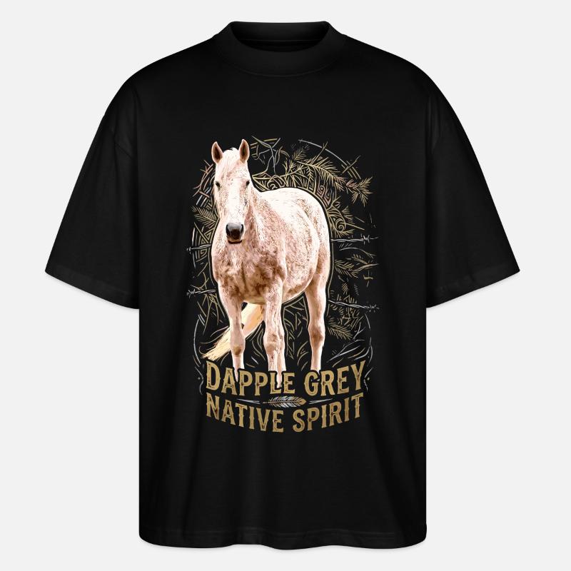 Dapple Grey Native Spirit Pferd Illustration - Stanley/Stella Oversized Unisex Bio T-Shirt Blaster 2.0 - Schwarz