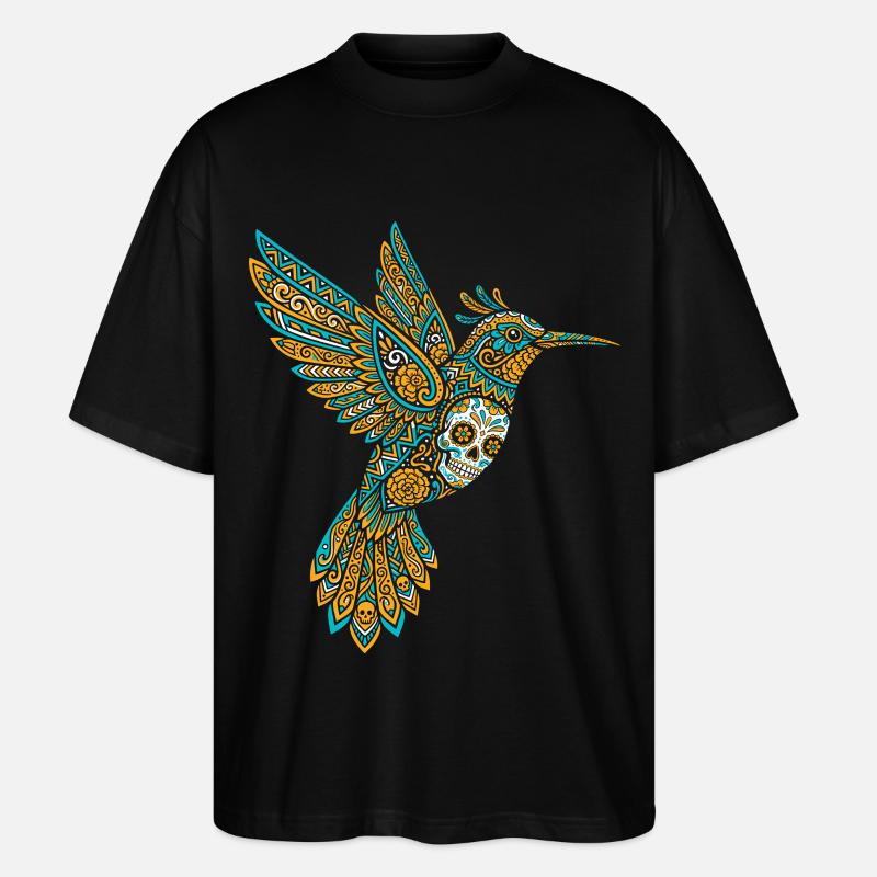 Skull Alebrije Hummingbird Mexikanisch - Stanley/Stella Oversized Unisex Bio T-Shirt Blaster 2.0 - Schwarz
