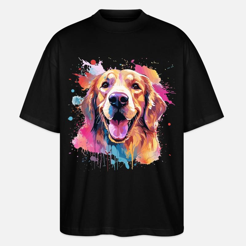 Golden Retriever Bunte Hunde-Splash-Kunst - Stanley/Stella Oversized Unisex Bio T-Shirt Blaster 2.0 - Schwarz
