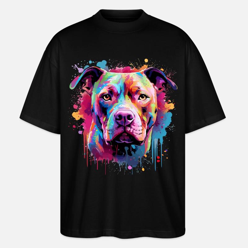 Pitbull Dog Splash Art Bunt - Stanley/Stella Oversized Unisex Bio T-Shirt Blaster 2.0 - Schwarz