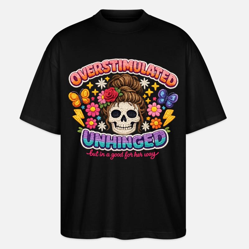 Overstimulated Unhinged Skull Flora - Stanley/Stella Oversized Unisex Bio T-Shirt Blaster 2.0 - Schwarz