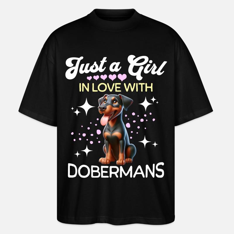 Dobermann Mädchen - Stanley/Stella Oversized Unisex Bio T-Shirt Blaster 2.0 - Schwarz