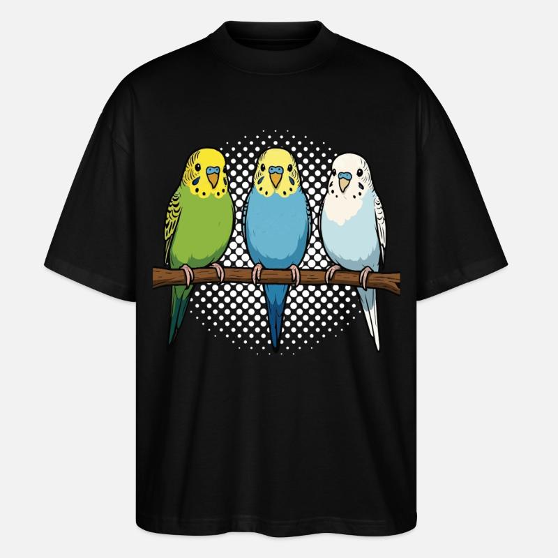 Budgerigars Budgie Owners Budgies - Stanley/Stella Oversized Unisex Organic T-shirt Blaster 2.0 - black