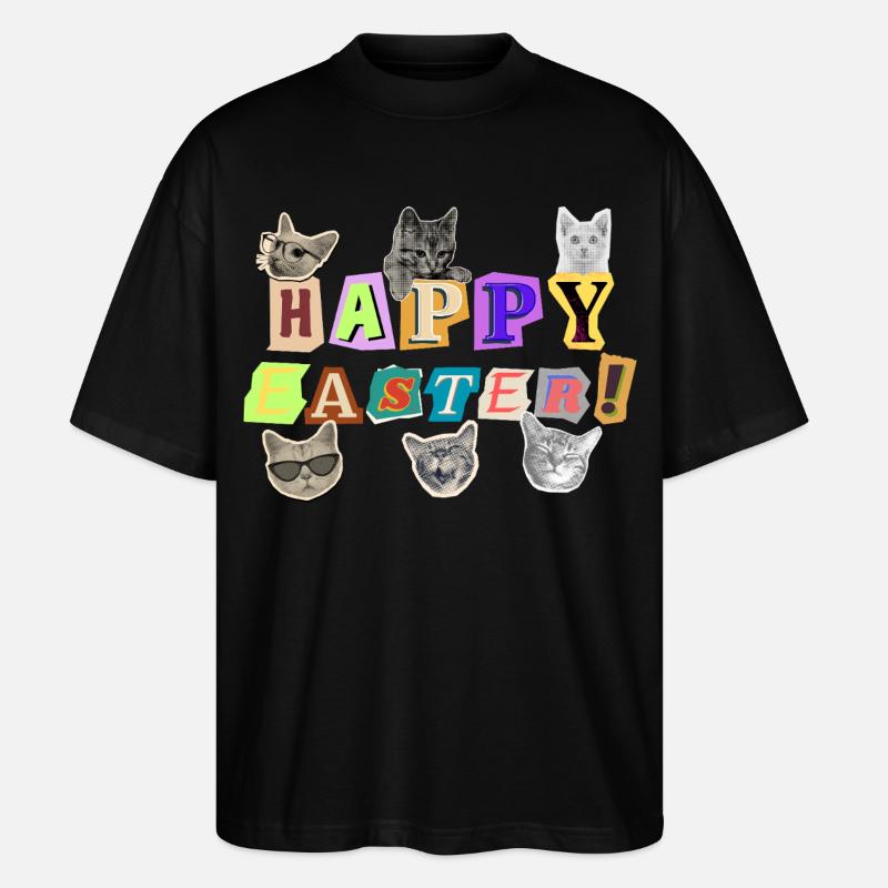 Frohe Osterkatzen, - Stanley/Stella Oversized Unisex Bio T-Shirt Blaster 2.0 - Schwarz