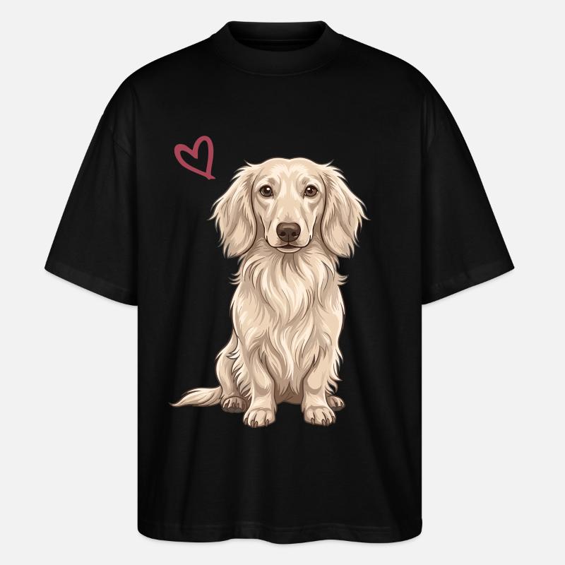 Teckel blanc, teckel blanc anglais - T-shirt bio Blaster 2.0 coupe oversize Stanley/Stella Unisexe - noir