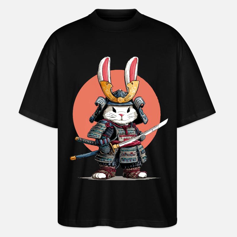 Bunny Samurai Warrior - Stanley/Stella Oversized Unisex Organic T-shirt Blaster 2.0 - black