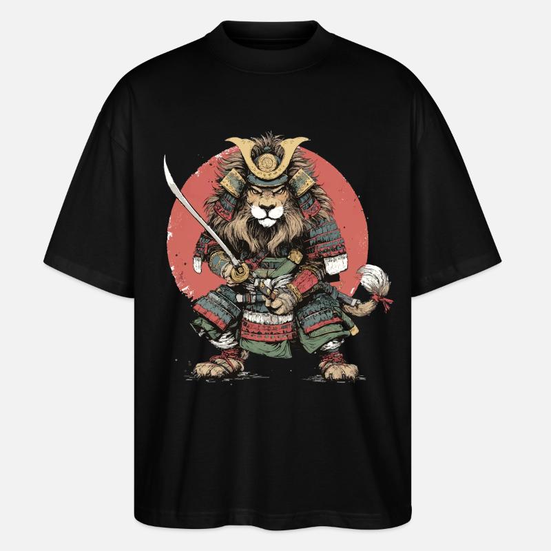 Samurai-Löwe in Rüstung - Stanley/Stella Oversized Unisex Bio T-Shirt Blaster 2.0 - Schwarz