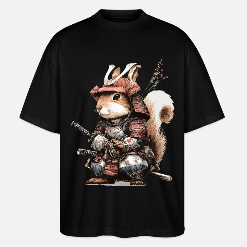 Eichhörnchen-Samurai in Rüstung - Stanley/Stella Oversized Unisex Bio T-Shirt Blaster 2.0 - Schwarz
