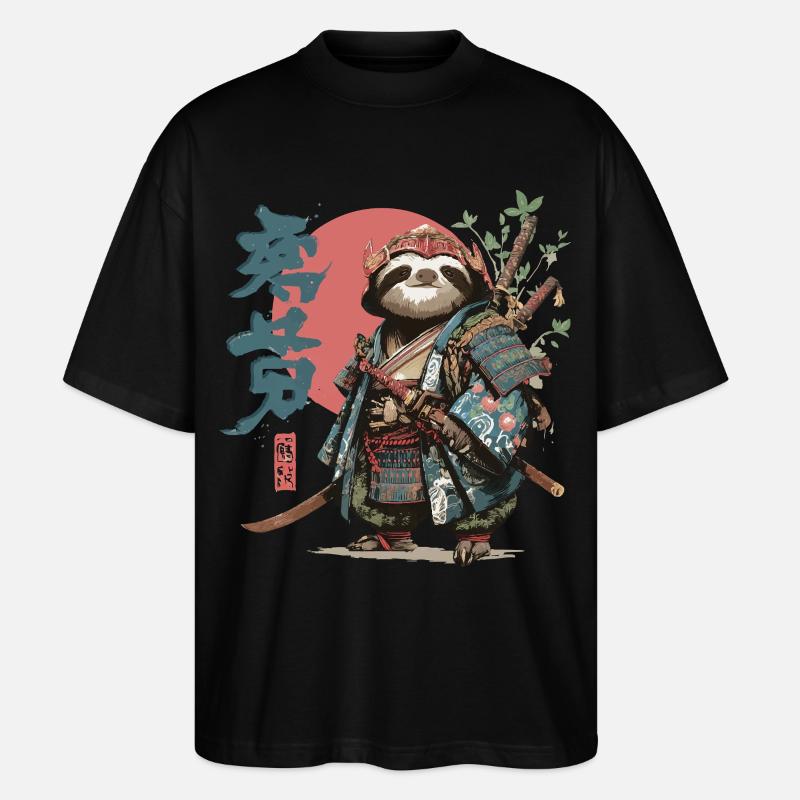 Samurai Sloth Warrior - Stanley/Stella Oversized Unisex Organic T-shirt Blaster 2.0 - black