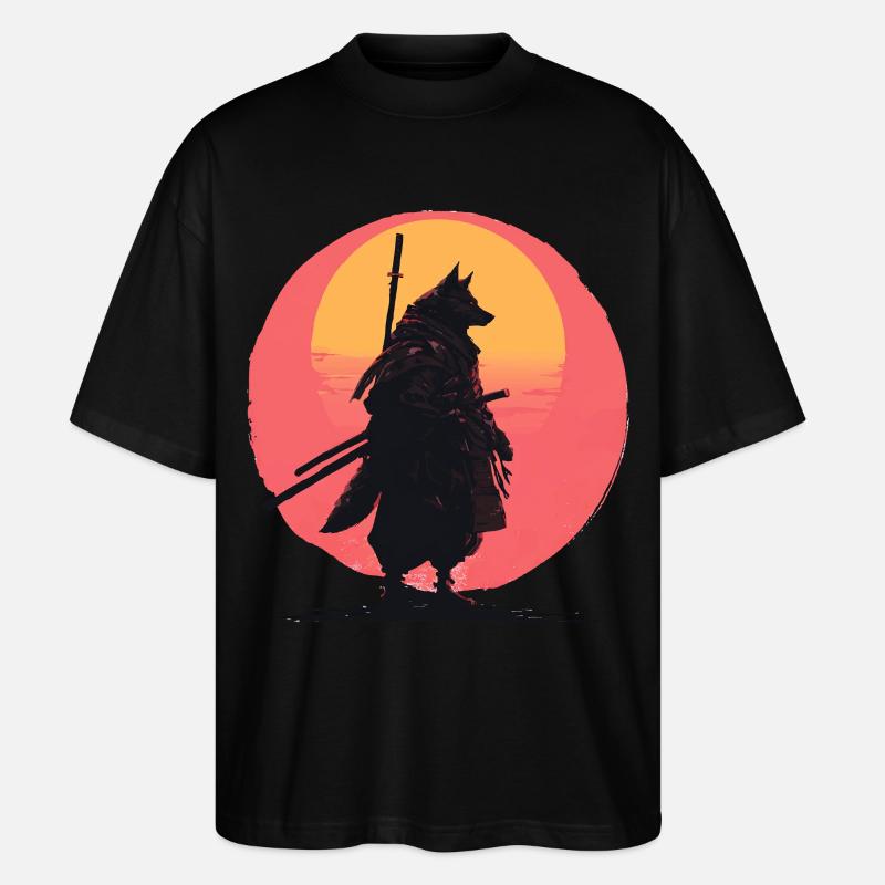 Wolf Sunset Samurai Rider - Stanley/Stella Oversized Unisex Organic T-shirt Blaster 2.0 - black