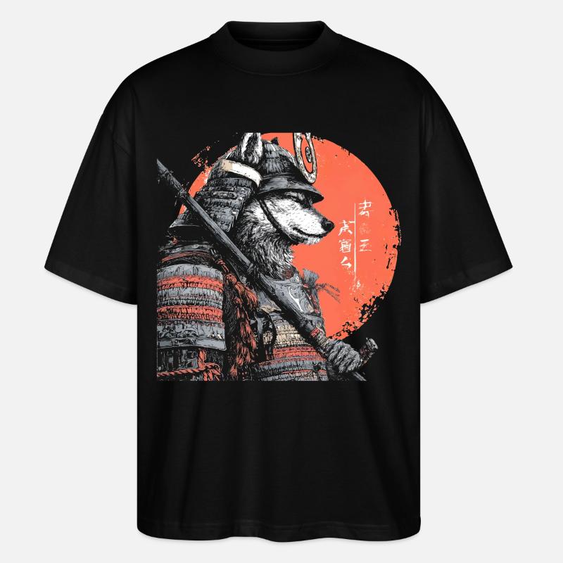 Wolf in Armor samurai  - Stanley/Stella Oversized Unisex Organic T-shirt Blaster 2.0 - black