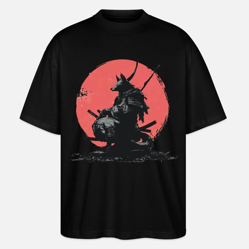 Wolf Samurai on Red Sun - Stanley/Stella Oversized Unisex Organic T-shirt Blaster 2.0 - black