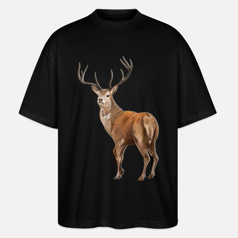 Weisswedelhirsch White-Tailed Deer - Stanley/Stella Oversized Unisex Bio T-Shirt Blaster 2.0 - Schwarz