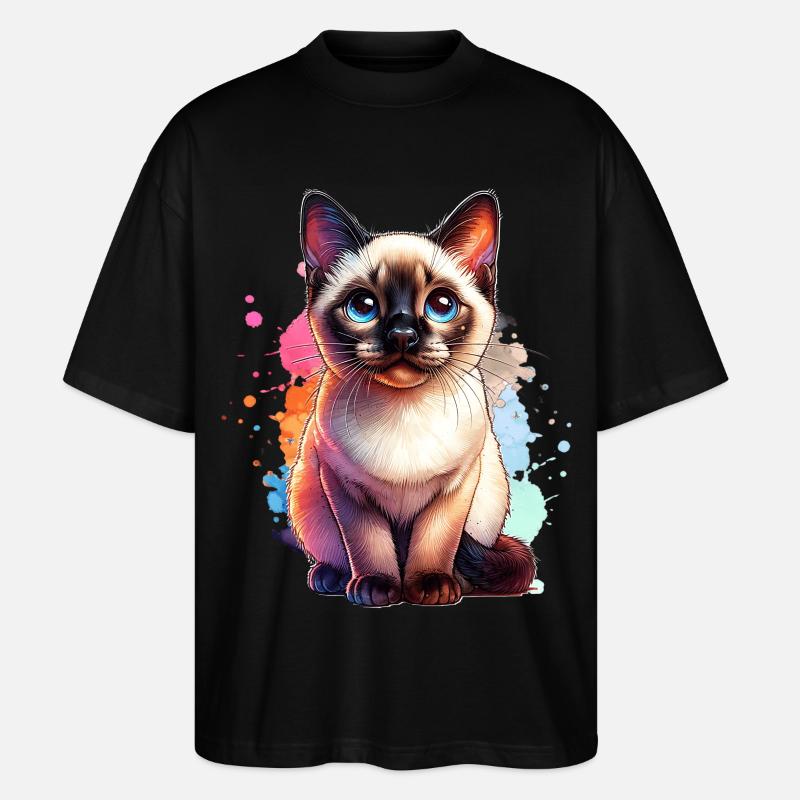 Siamkatze Geschenk - Stanley/Stella Oversized Unisex Bio T-Shirt Blaster 2.0 - Schwarz
